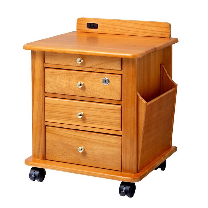 サイドテーブル ベッドサイドテーブル ナイトテーブル ソファサイド サイドチェスト ベッド横 ワゴン 鍵付き 収納ボックス 木製 リビングワゴン コンセント付き |  | 05