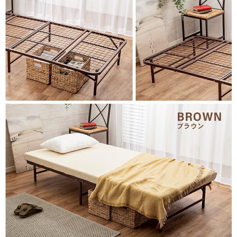 ベッド 折りたたみパイプベッド シングル 収納式 完成品 シンプル ベッドフレーム ブラック ブラウン ホワイト |  | 18