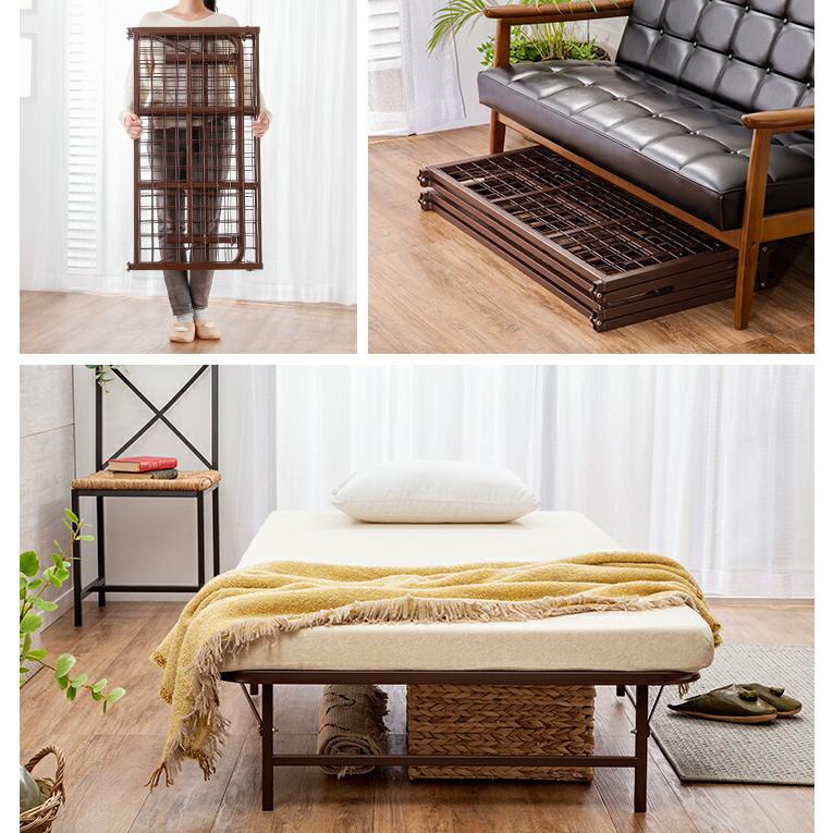 ベッド 折りたたみパイプベッド シングル 収納式 完成品 シンプル ベッドフレーム ブラック ブラウン ホワイト |  | 07