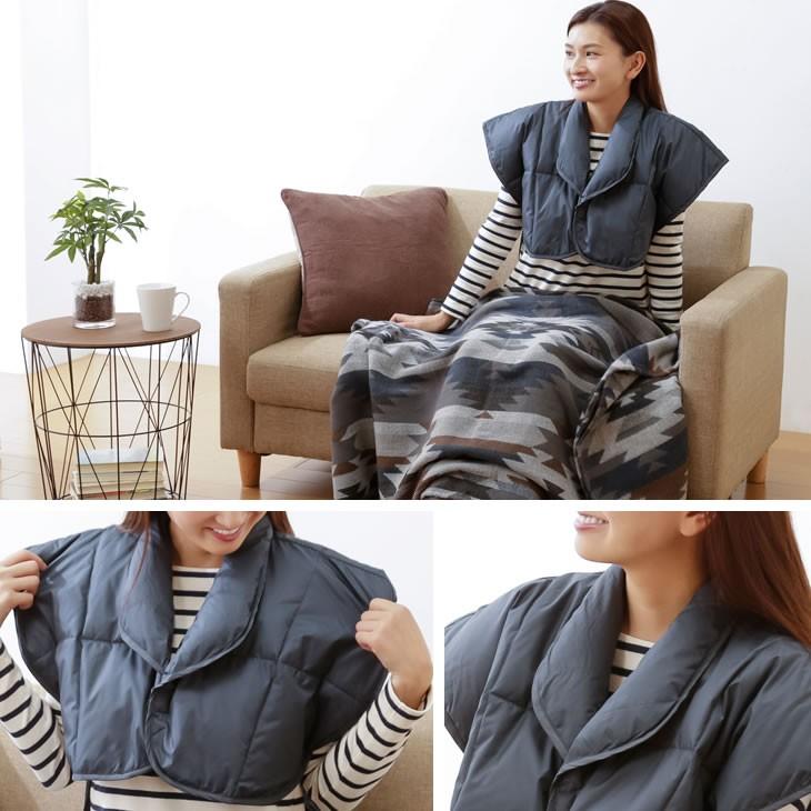 あったか羽毛肩当て 2枚組 ネイビー+エンジ ポンチョ 部屋着 ルームウェア ネックウォーマー 洗える ダウン 防寒 寒さ対策 冷え性対策 冷え防止 部屋着 |  | 05