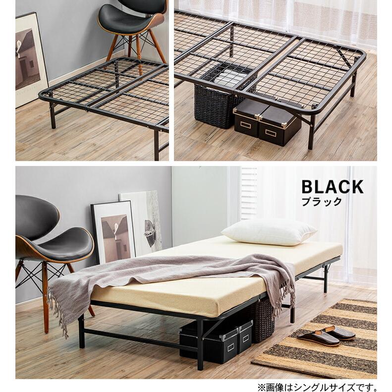 収納式折りたたみパイプベッド 完成品 ベッドフレーム セミダブル ブラウン |  | 15