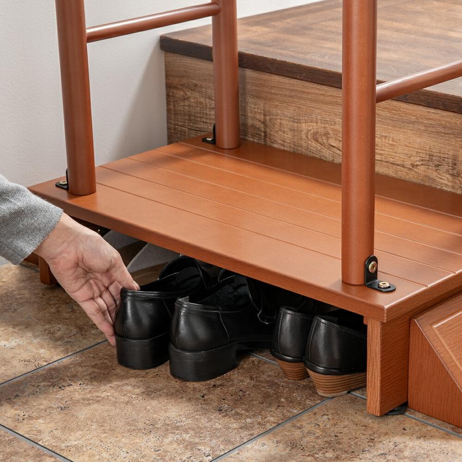 玄関 踏み台 玄関踏み台 木製 玄関 段差 踏み台 玄関ステップ 木製 手すり 玄関 ステップ 手すり付き玄関台 幅80cm |  | 07