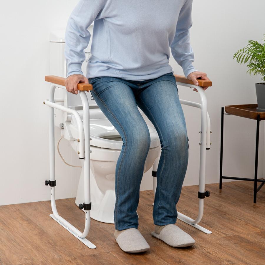 トイレ手すり 洋式トイレ用 手すり 洋式トイレアーム 左右両側 トイレアーム 洋式アーム 高さ調節可能 工事不要 据置タイプ 固定テープ付き |  | 04