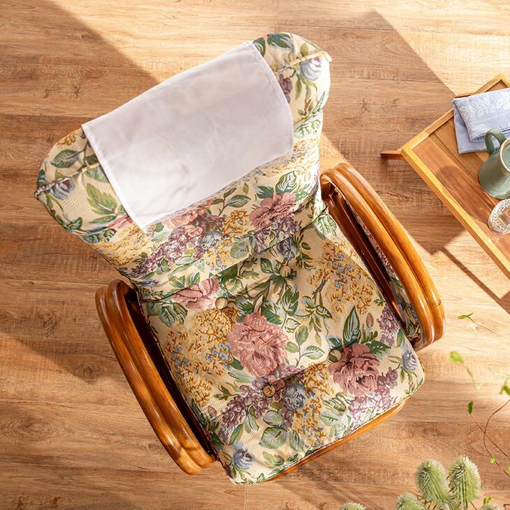 天然籐 リクライニング ハイバック 回転座椅子 回転椅子 アームレスト