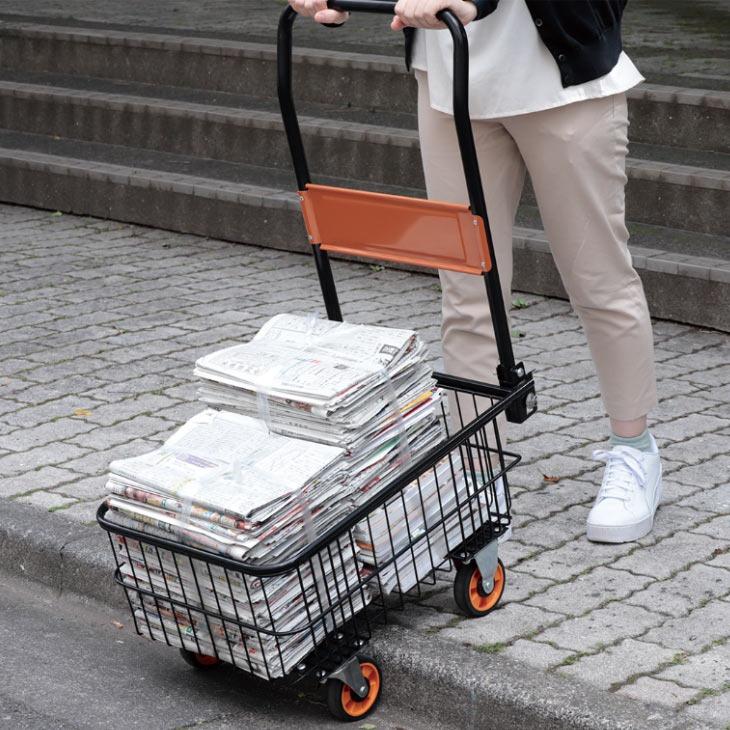 深型バスケット 台車 折りたたみ カゴ付き 専用カバー付き キャスター付き カート台車 カゴ台車 車輪付き 軽量 運搬用台車 スチール製 完成品 1年間保証書付き |  | 02