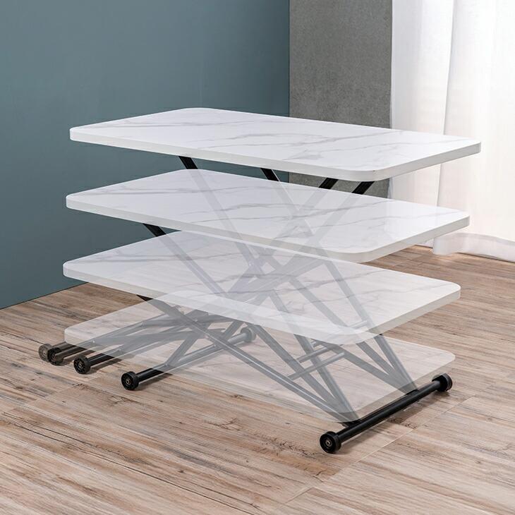 昇降テーブル おしゃれ  折りたたみ 小さめ 天板 55×100cm リフティングテーブル センターテーブル ローテーブル ハイテーブル 高さ調節 昇降式 キャスター付き |  | 13