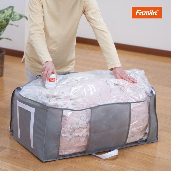 ファミラ 掃除機のいらない圧縮収納ボックス 吸引機付き 9点セット | 