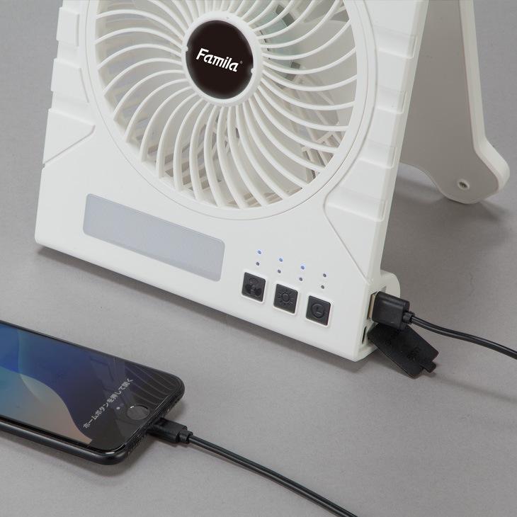 充電式ソーラーパワフルファン 小型 扇風機 USB充電 ソーラー充電 10,000mAh バッテリー スマホ充電 LEDライト付き タイマー付き 熱中症対策 防災 送料無料 充電式ソーラーパワフルファン 小型 扇風機 USB充電 ソーラー充電