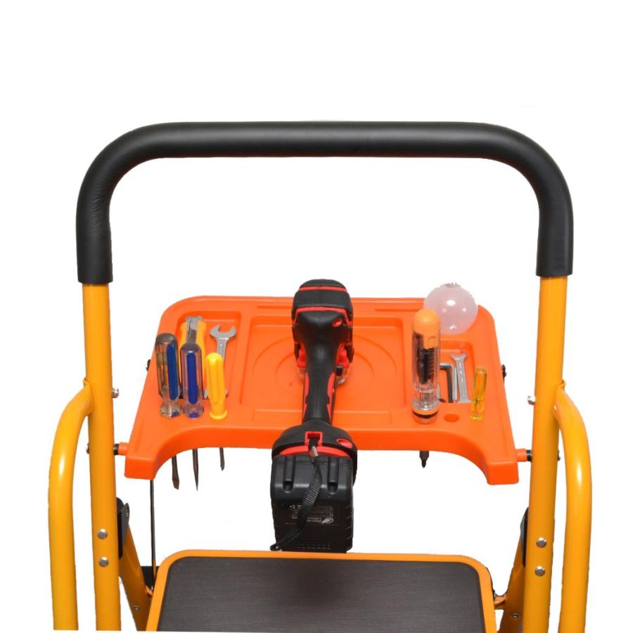 安心の両手すり付き脚立 トレー付き 3段 |  | 01