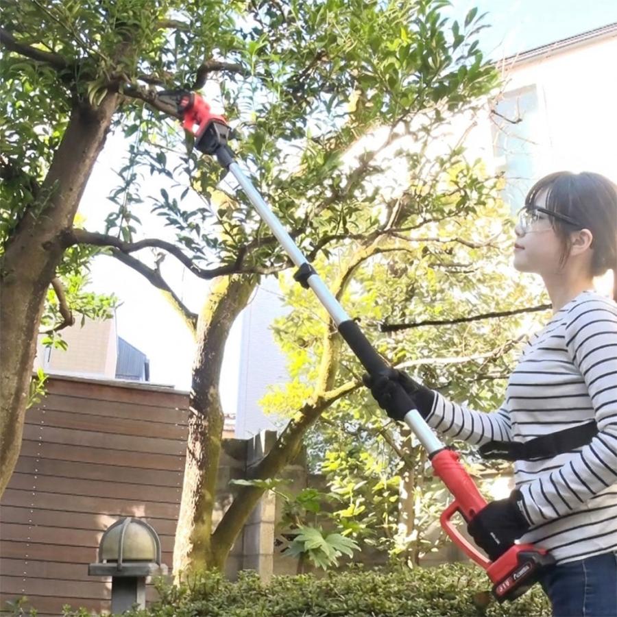 ファミラ 高枝チェーンソー 充電式 2WAY 6点セット コードレス 電動のこぎり 伸縮 190cm ハンディ 軽量 840g 剪定 枝切り 庭木 高枝切り 角度調節 6ヶ月保証 | 