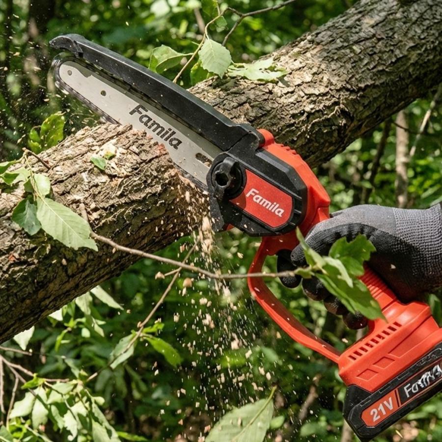 ファミラ 充電式コードレス2WAY高枝チェーンソー6点セット 予備