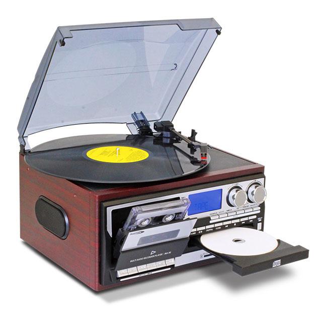 【懐かしいサウンドが蘇る！】マルチレコードプレーヤー リモコン操作　レコード録音 ラジオ カセットテープ カセット 懐かしいサウンドが蘇る！】マルチレコードプレーヤー リモコン操作