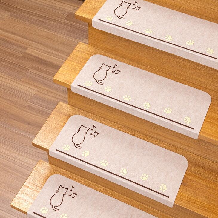 階段マット 15枚組 光る 転倒防止 おくだけ吸着 洗える 滑り止め マット ペット 蓄光 | 