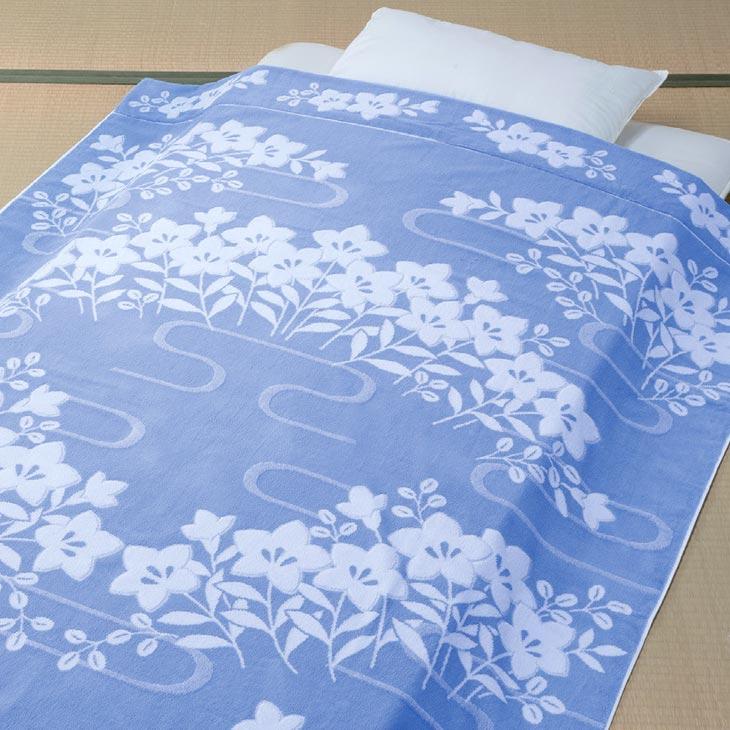 今治タオル タオルケット シングル 厚手 パイル 綿100％ ジャカード織 ボリュームタイプ 花柄 桔梗柄 日本製 今治産 |  | 02