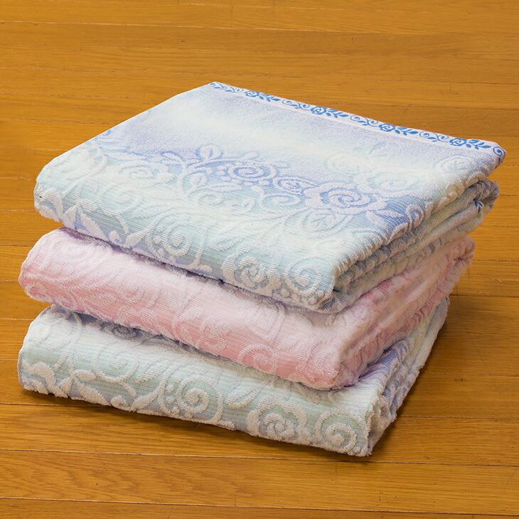 今治 バスタオル 2色3枚組 ピンク1枚 ブルー2枚 今治産 ジャカード織 今治 タオル バスタオル 綿100％ 日本製 | 