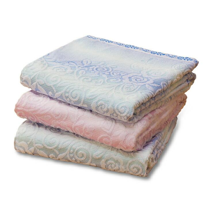 今治 バスタオル 2色3枚組 ピンク1枚 ブルー2枚 今治産 ジャカード織 今治 タオル バスタオル 綿100％ 日本製 |  | 01