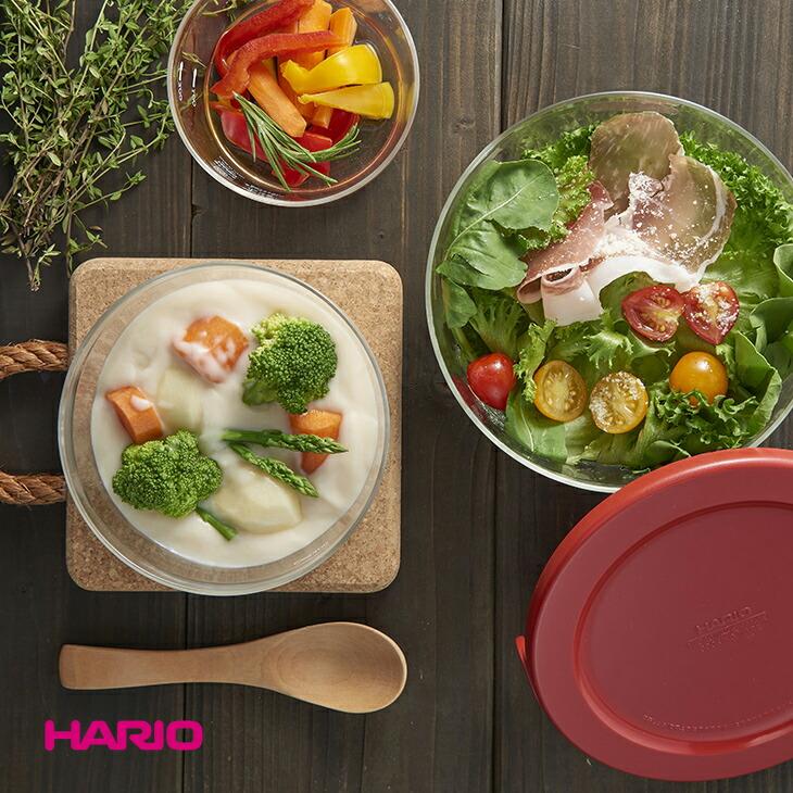HARIO ハリオ 耐熱ガラス製保存容器 丸型 3個セット 300ｍL 600mL 1200mL 日本製 耐熱ガラス 保存容器 キャニスター 電子レンジ対応 耐熱容器 蓋付き 容器 | HARIO