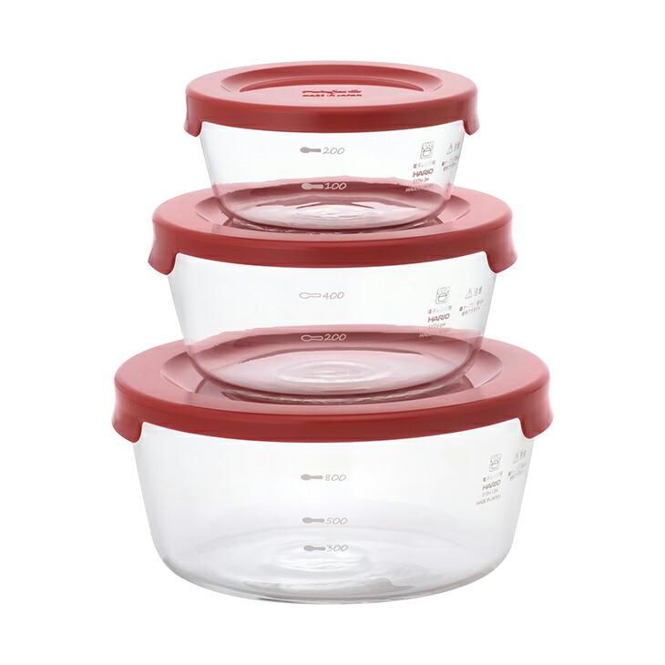 HARIO ハリオ 耐熱ガラス製保存容器 丸型 3個セット 300ｍL 600mL 1200mL 日本製 耐熱ガラス 保存容器 キャニスター 電子レンジ対応 耐熱容器 蓋付き 容器 | HARIO | 01
