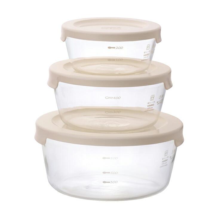 HARIO ハリオ 耐熱ガラス製保存容器 丸型 3個セット 300ｍL 600mL 1200mL 日本製 耐熱ガラス 保存容器 キャニスター 電子レンジ対応 耐熱容器 蓋付き 容器 | HARIO | 02