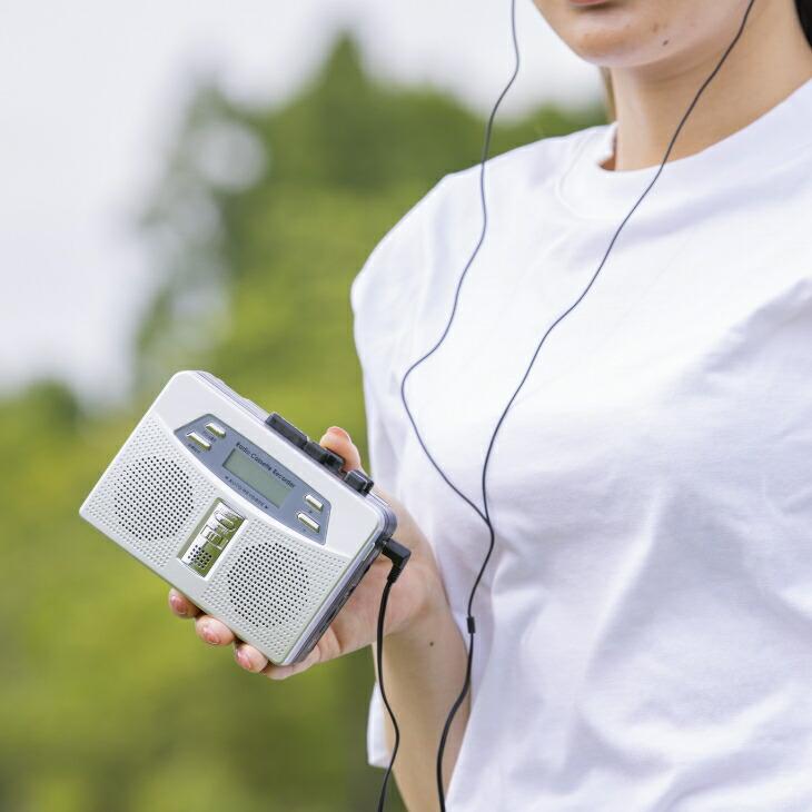お散歩ラジカセ 携帯 小型ラジオ オートリバース カセット ワイドFM 防災 手のひらサイズ 小型 電池式 ラジカセ 再生 録音 時計付き アラーム スピーカー |  | 02