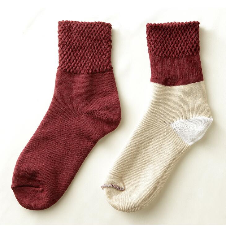 あったか靴下 3色6足組 二重編み 内側シルク シルク混 かかとケア 潤い 保湿 締め付けない パイナップル編み 冷え性対策 暖かい 22-24.5cm セット |  | 02