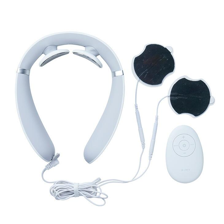 エイミー ネックマッサージャー 低周波 温熱 首 肩 マッサージ機 ハンズフリー 管理医療機器 20段階調節 USB充電式 パッド付 リモコン付 1年保証 ホワイト | AiMY | 02