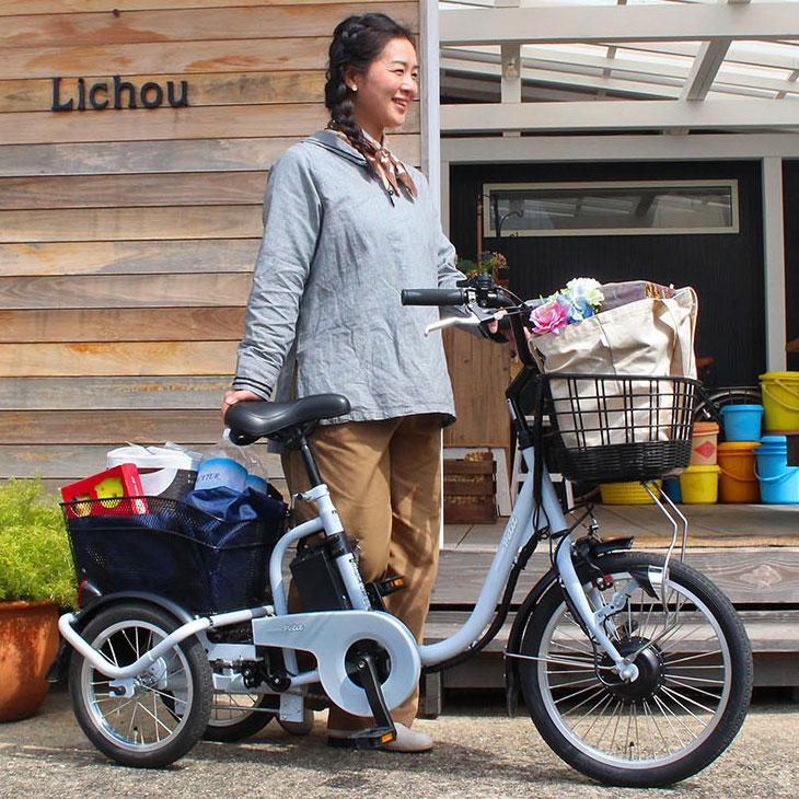 三輪自転車　前後カゴ付き 買い物カゴ付き三輪自転車