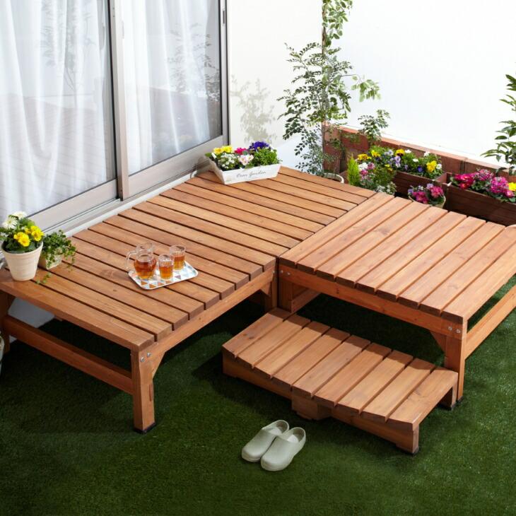 天然木 ウッドテラス 90cm幅 90cmサイズ単品 |  | 02