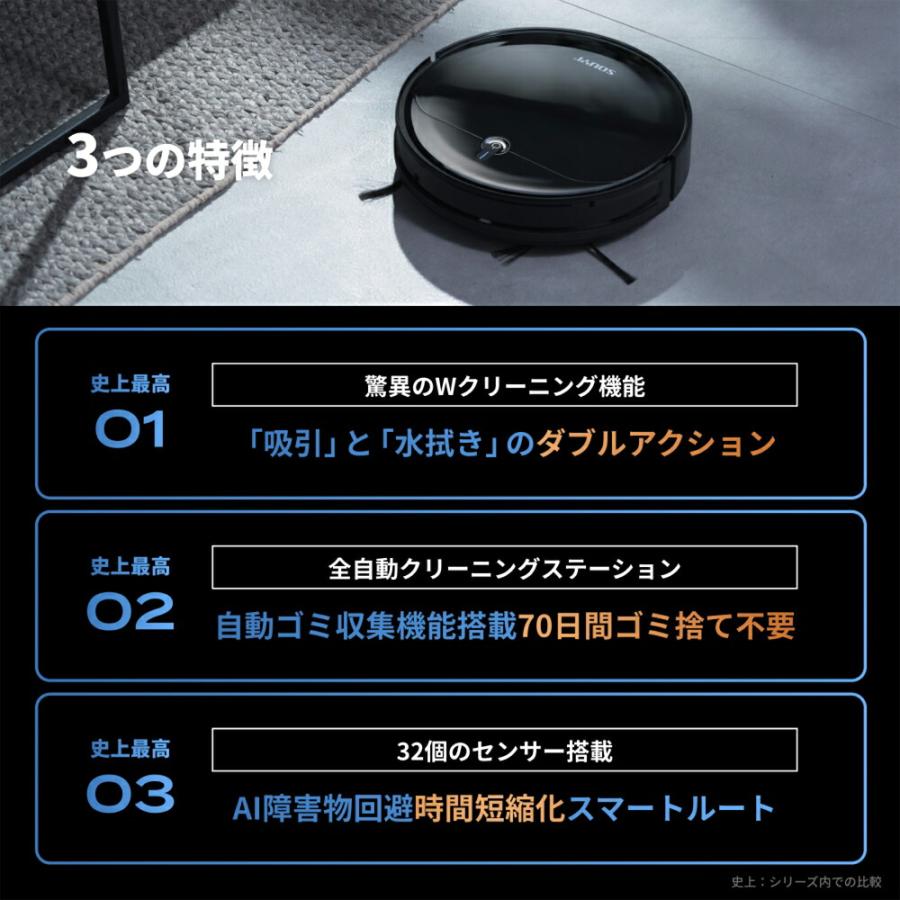 自動収集機能付き ロボット掃除機 ブラック Black Hole SOUYI | SOUYI | 02
