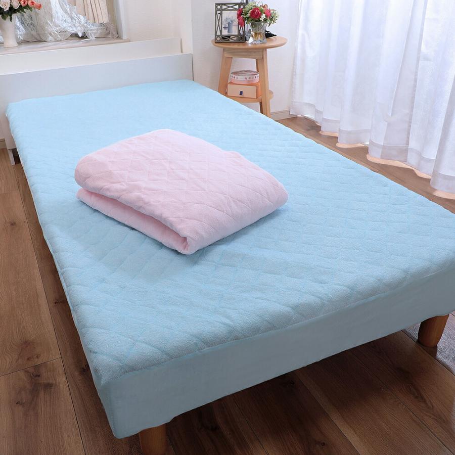 タオル素材 ボックスシーツ シングル パッド一体型 ボックスシーツ 敷きパッド 一体型 タオル素材 全周ゴム 洗える 簡単着脱 ベッド 寝具 中わた入り ズレない |  | 02