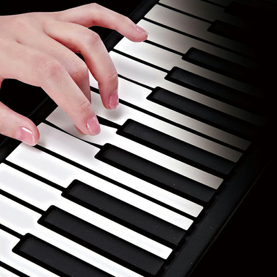 88鍵盤ロールアップピアノ 88鍵 キーボード 持ち運び 折りたたみ ピアノ 電子ピアノ コンパクト 初心者 練習 子供 おもちゃ 楽器 プレゼント USB充電式 録音 |  | 01
