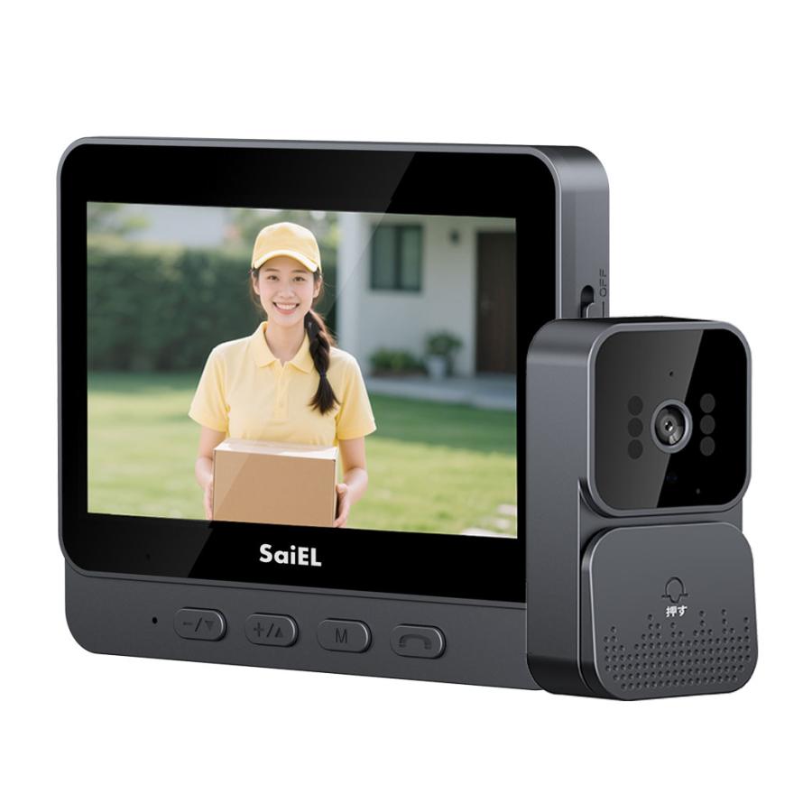 最新型 録画機能付きテレビ ドアホン インターフォン 玄関 カメラ 映像 ビデオ 液晶 充電式 防犯 | 