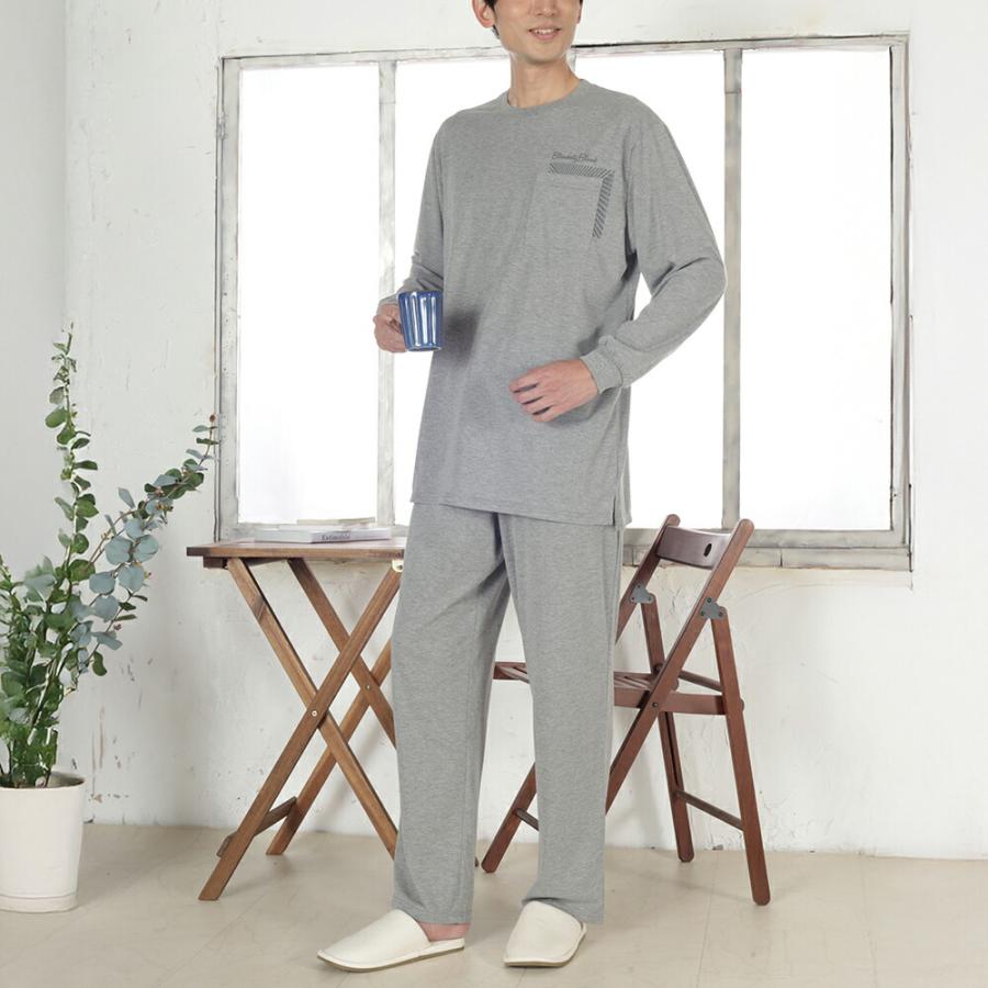 紳士綿混やわらか長袖ホームウエア 2色組 杢グレー・杢ネイビー メンズ パジャマ ルームウェア ホームウェア 長袖 綿混 部屋着 紳士 男性 上下セット |  | 01