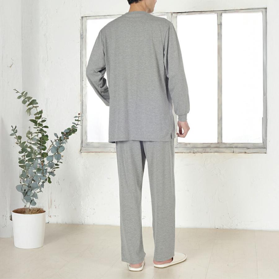 紳士綿混やわらか長袖ホームウエア 2色組 杢グレー・杢ネイビー メンズ パジャマ ルームウェア ホームウェア 長袖 綿混 部屋着 紳士 男性 上下セット |  | 03