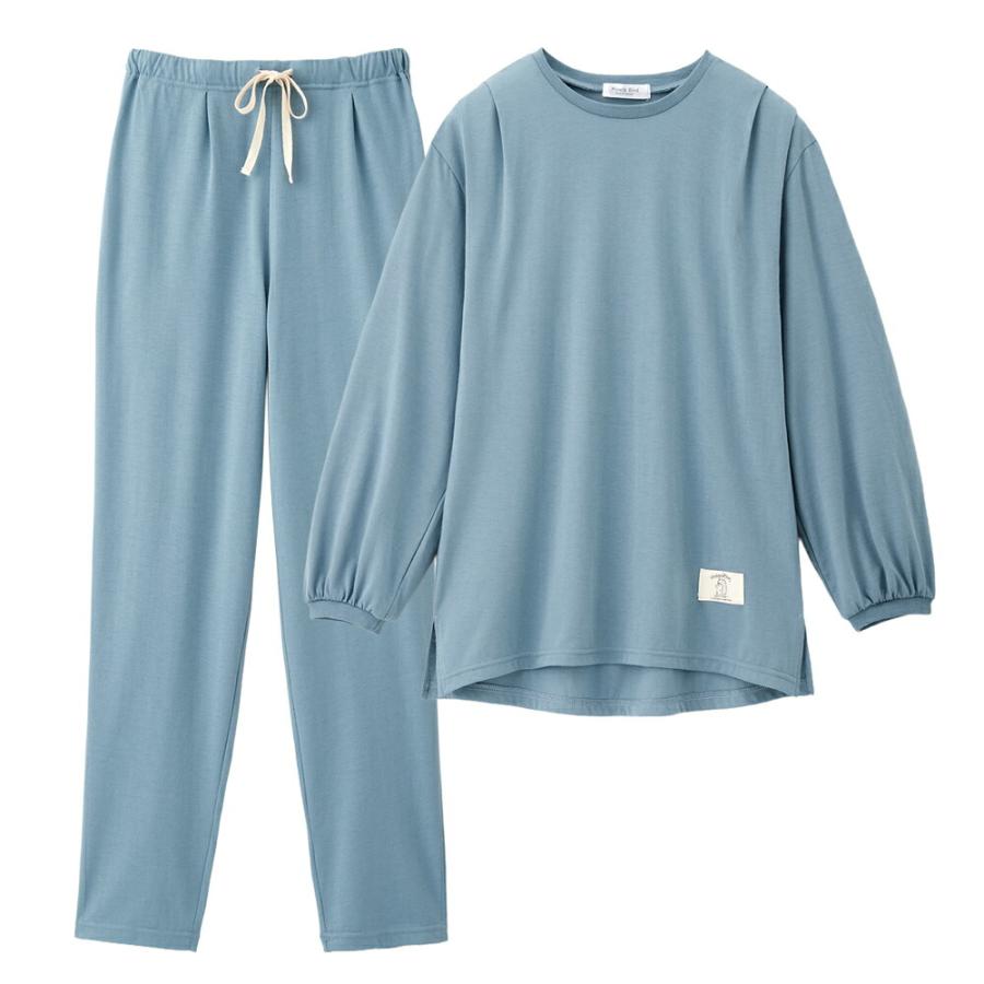 婦人綿混やわらか長袖ホームウエア2色組 ピンク・ブルーグリーン レディース パジャマ ルームウェア ホームウェア 長袖 2色組 綿混 部屋着 女性 上下セット |  | 07