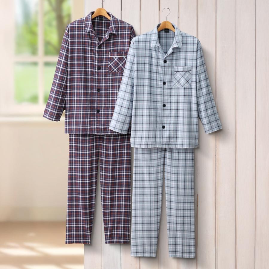 綿100％チェック柄パジャマ2色組同サイズ | 
