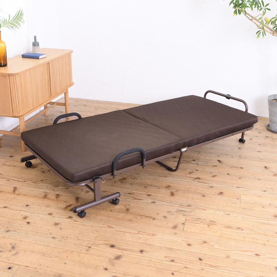 折りたたみベッド セミシングル 省スペース 手すり付き リクライニング 高反発 キャスター |  | 05