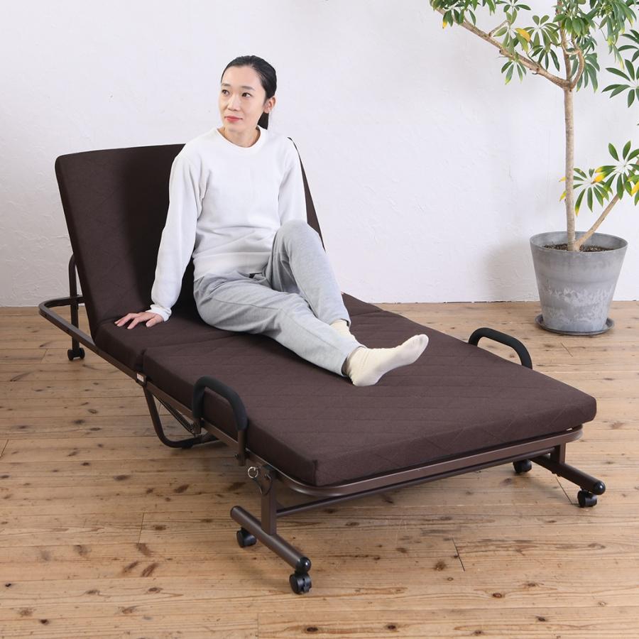 折りたたみベッド セミシングル 省スペース 手すり付き リクライニング 高反発 キャスター |  | 06