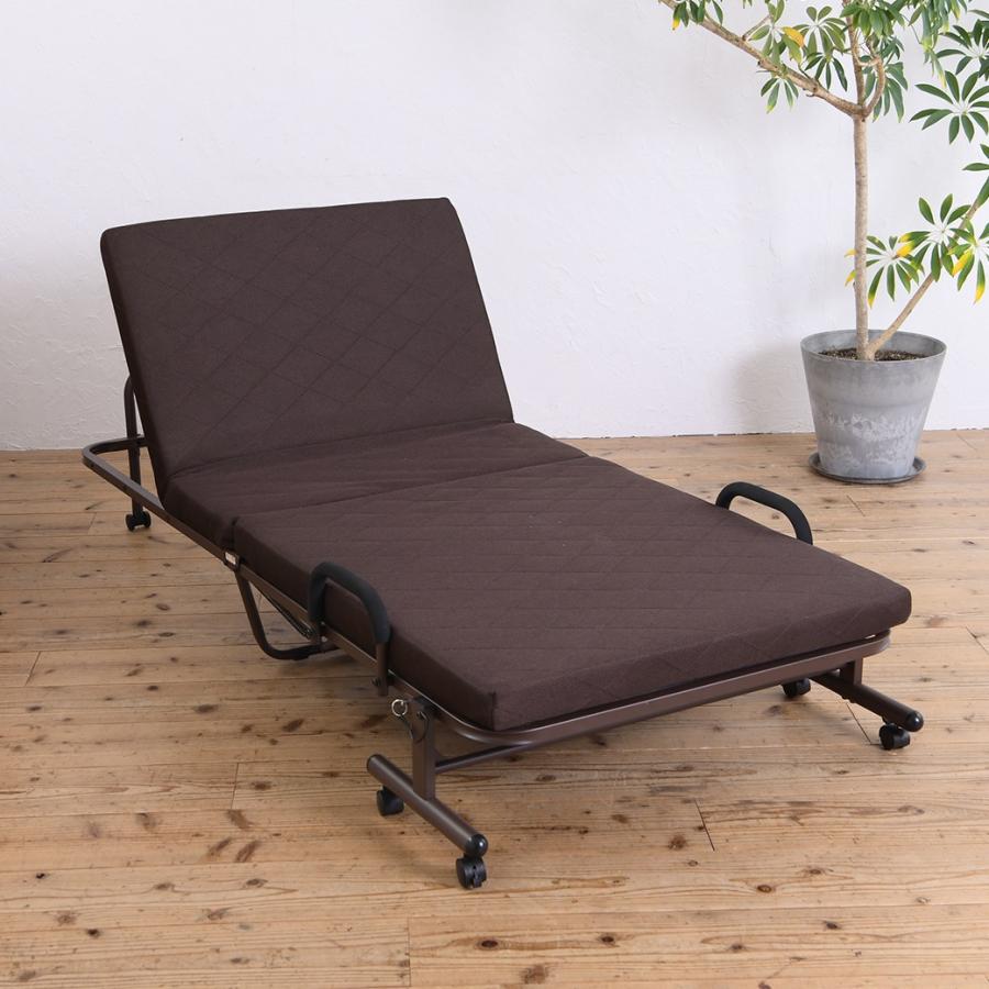折りたたみベッド セミシングル 省スペース 手すり付き リクライニング 高反発 キャスター |  | 07