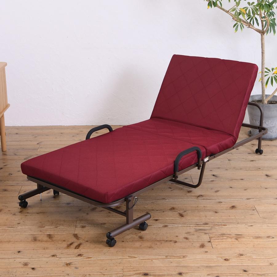 折りたたみベッド シングル 省スペース 手すり付き リクライニング 高反発 キャスター |  | 01