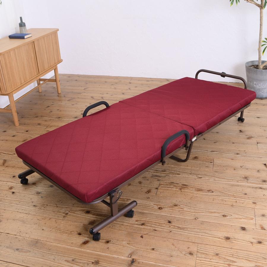 折りたたみベッド シングル 省スペース 手すり付き リクライニング 高反発 キャスター |  | 02