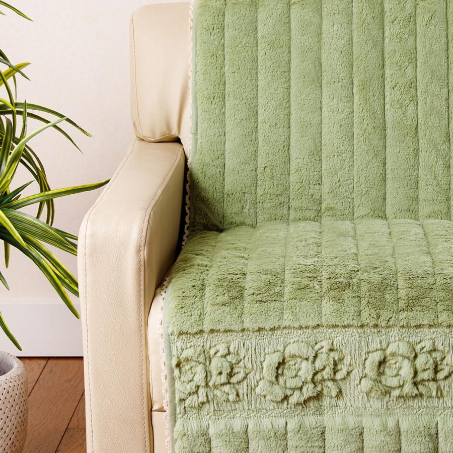 トーションレース付きふわふわローズソファカバー 2人掛用ロング |  | 02