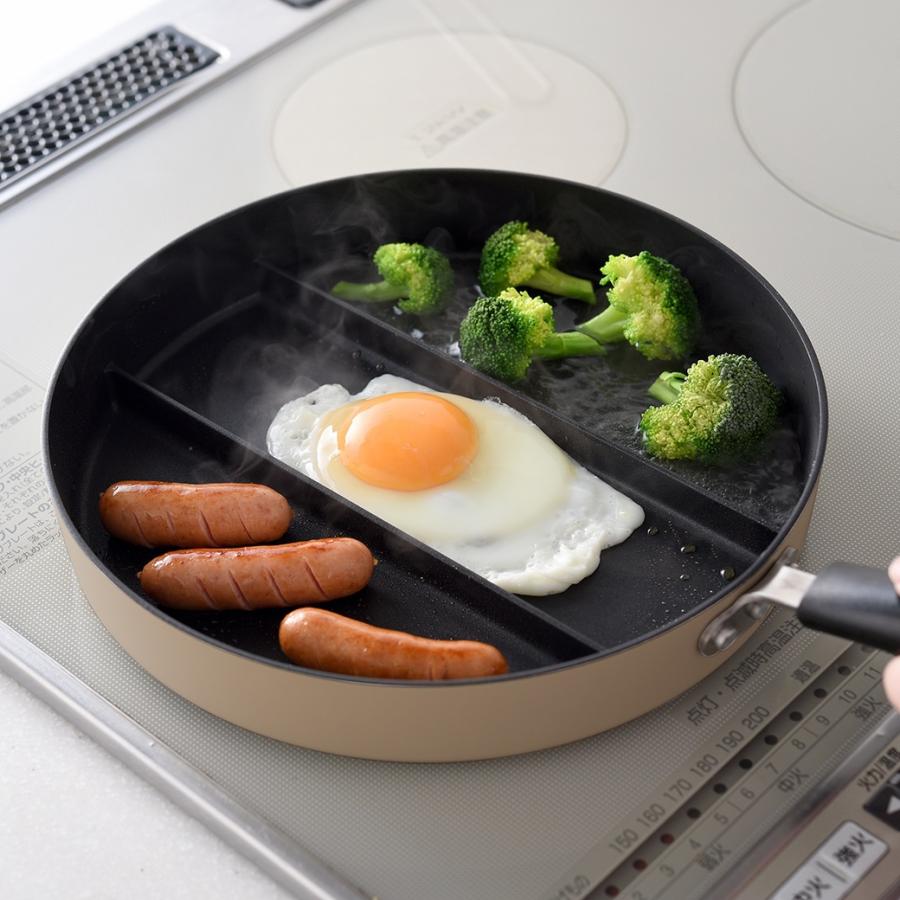 センターエッグトリプルパン 24cm 時短 仕切りフライパン 3品 時短料理 同時調理 |  | 11
