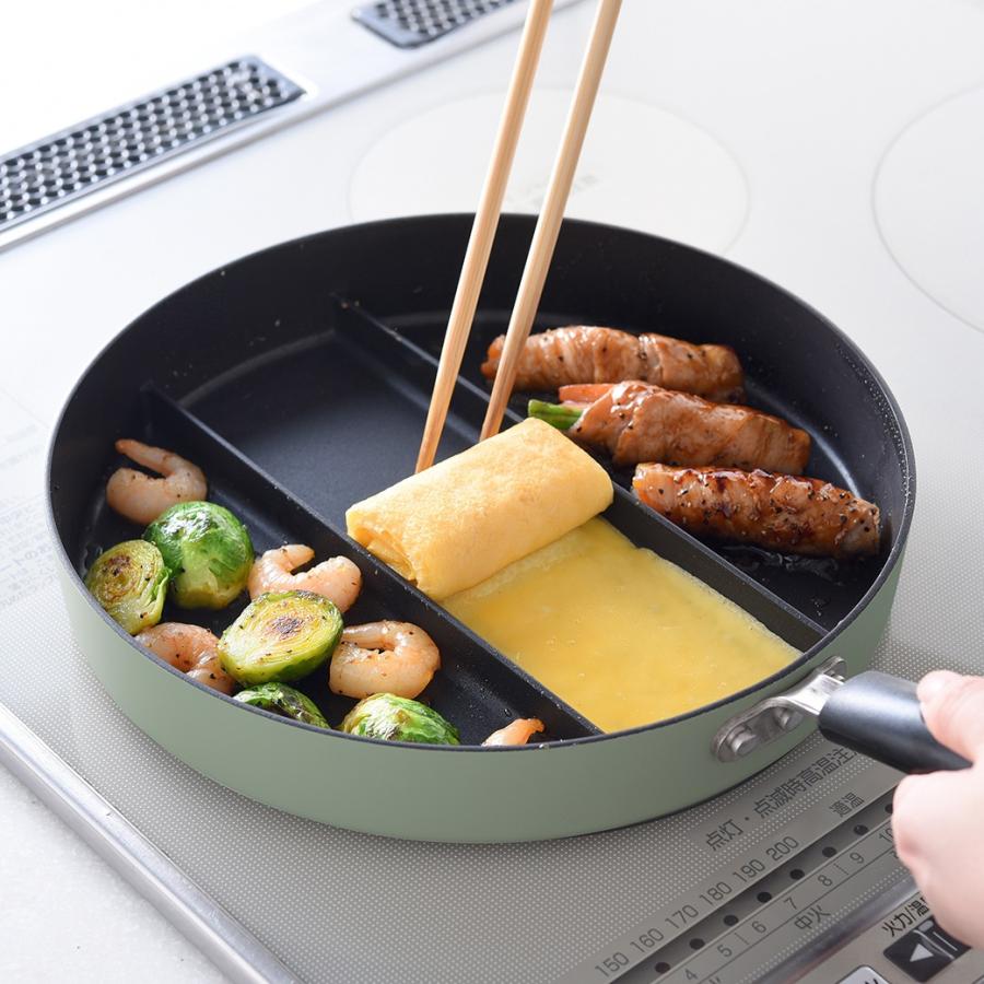 センターエッグトリプルパン 24cm 時短 仕切りフライパン 3品 時短料理 同時調理 |  | 06