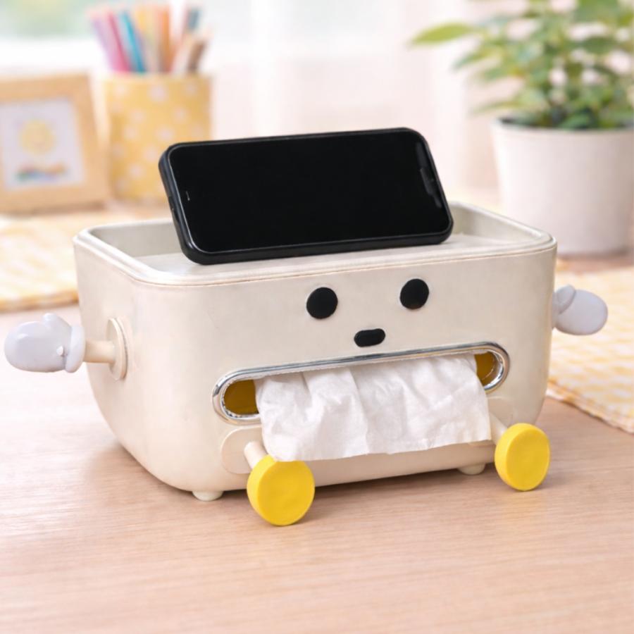 おすわりティッシュくん ティッシュケース おしゃれ キャラクター 小物入れ スマホスタンド 卓上 ティッシュボックス トレイ 収納 整理 ケース |  | 02