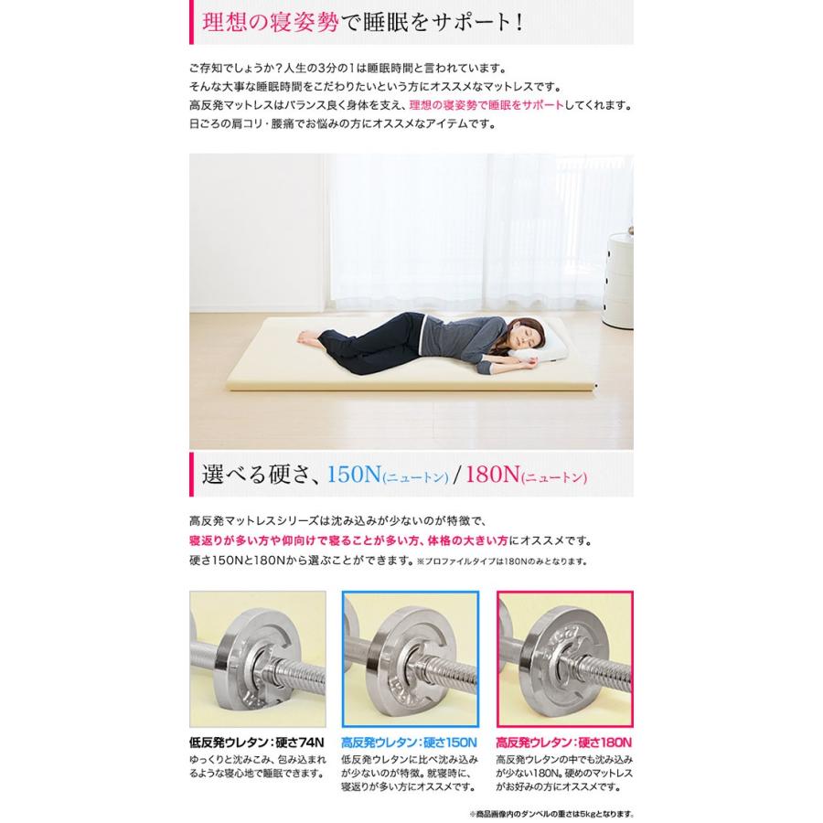 マットレス シングル S 高反発 厚さ4cm 高密度 27D 硬め 150N/180N