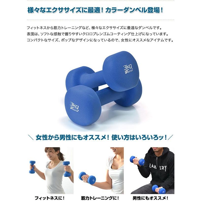 ダンベル 3kg 2個セット 合計6kg カラーダンベル 男女兼用 男性 女性