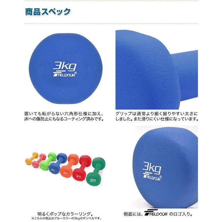 ダンベル 3kg 2個セット 合計6kg カラーダンベル 男女兼用 男性 女性