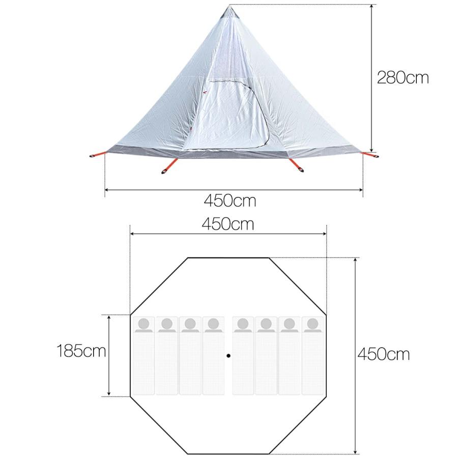 FIELDOOR　ワンポールテント500　専用グランドシート付き FIELDOOR ワンポールテント500専用 交換 スペア用 インナー