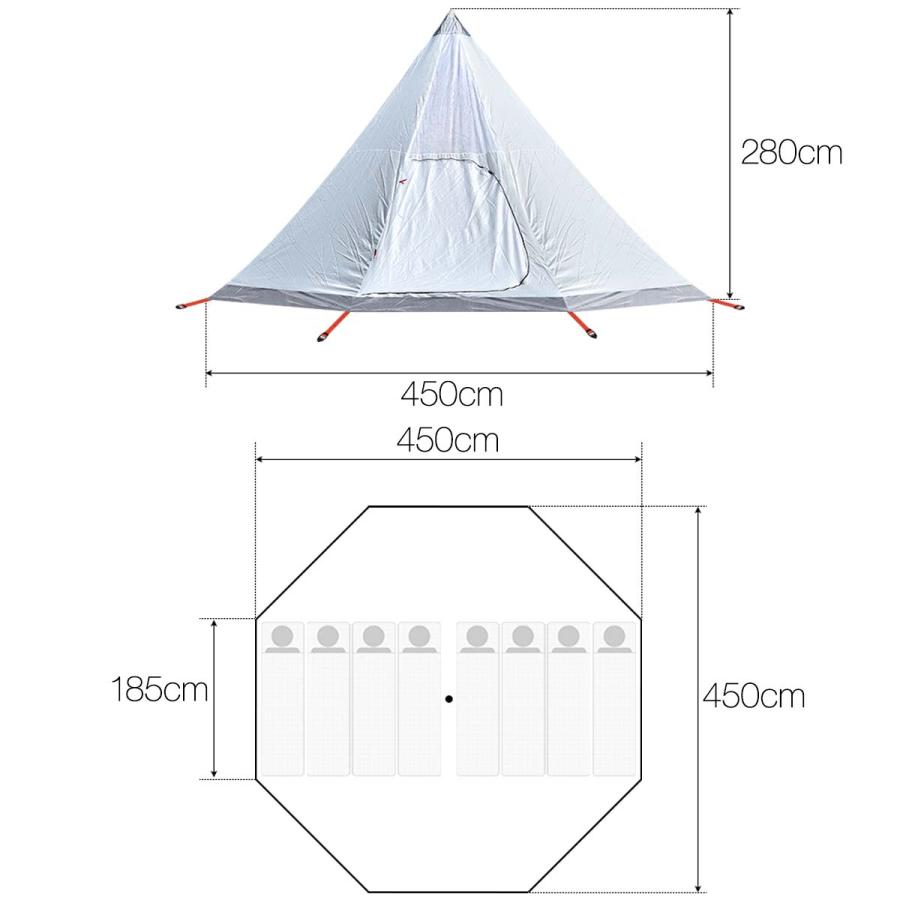 1年保証 ワンポールテント500専用 交換 スペア用 インナーテント テント ドームテント 八角形 450cm×450cm キャンプ FIELDOOR 送料無料｜maxshare｜06